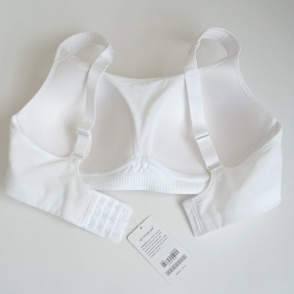 SYROKAN Women's White High Impact Padded Wireless Sports Bra 36D - Picture 4 of 16